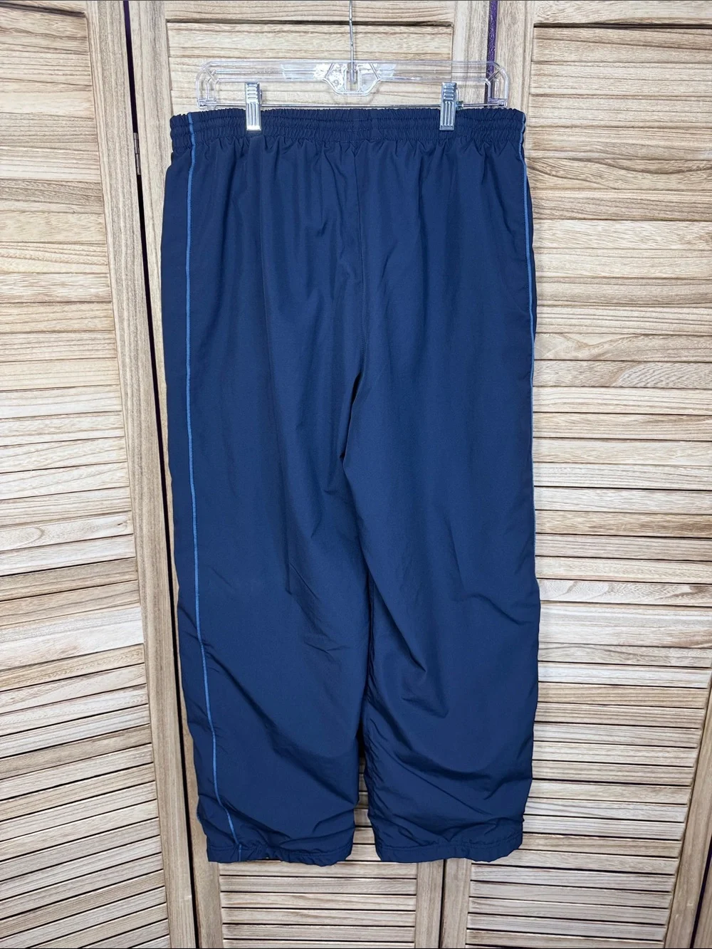Nike Mens Navy Blue Track Pants with Light Blue Piping Lined Size L
